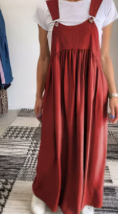 Vestido casual de tirantes en color sólido