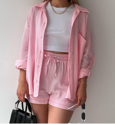 Conjunto de camisa y pantalón corto para mujer