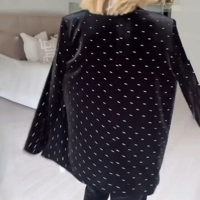 Blazer de terciopelo de lujo con pedrería para mujer