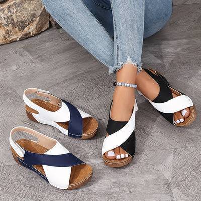 Sandalias ortopédicas ultra cómodas con tacón inclinado para mujer