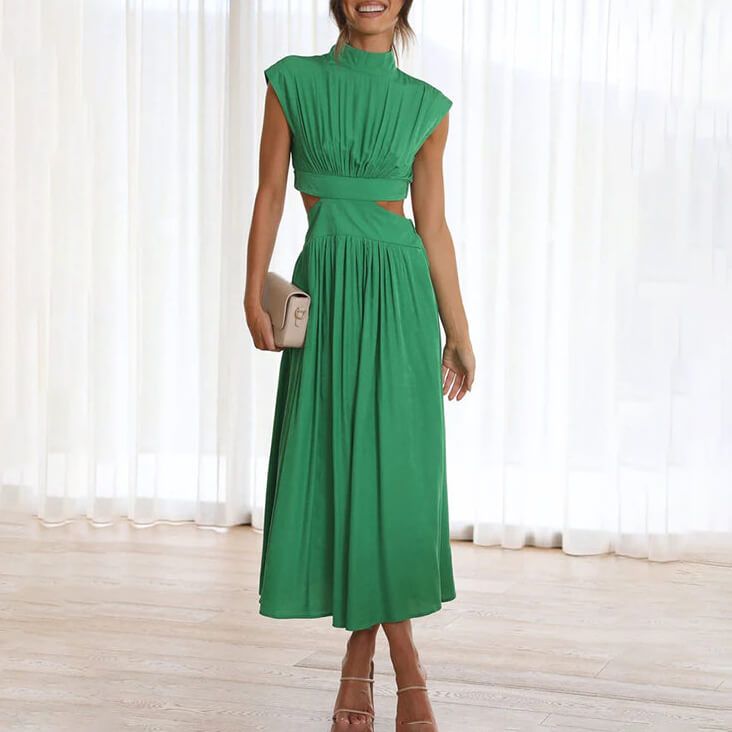 Vestido plisado Celine de cuello alto