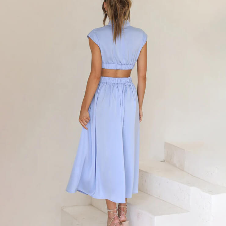 Vestido plisado Celine de cuello alto