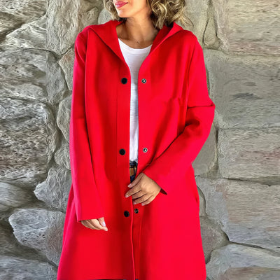 Chaqueta de mujer con fila sencilla de botones y capucha