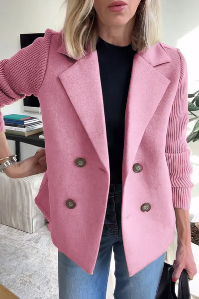 Abrigo Casual de Punto con Botones y Mangas Patchwork para Mujer - 💖 ESPECIAL DIA DE LAS MADRES 👩‍🦳