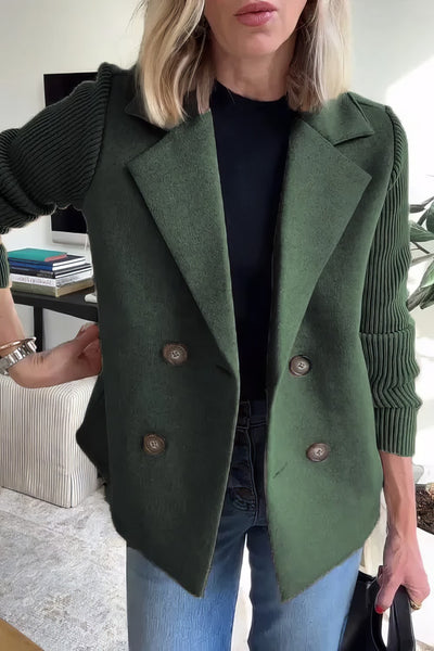 Abrigo Casual de Punto con Botones y Mangas Patchwork para Mujer - 💖 ESPECIAL DIA DE LAS MADRES 👩‍🦳