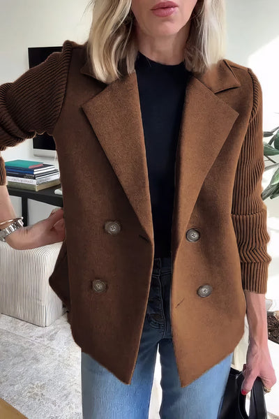Abrigo Casual de Punto con Botones y Mangas Patchwork para Mujer - 💖 ESPECIAL DIA DE LAS MADRES 👩‍🦳