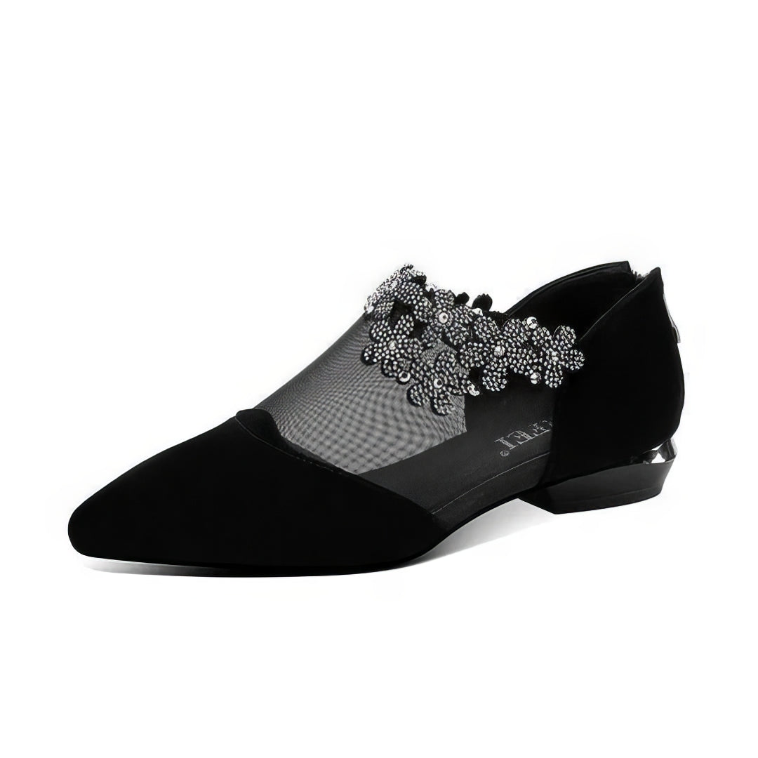 Sandalias de tacón hueco con pedrería