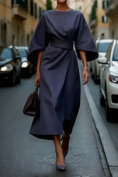 Margaret - Elegante Vestido Con Mangas Farol y Cinturón