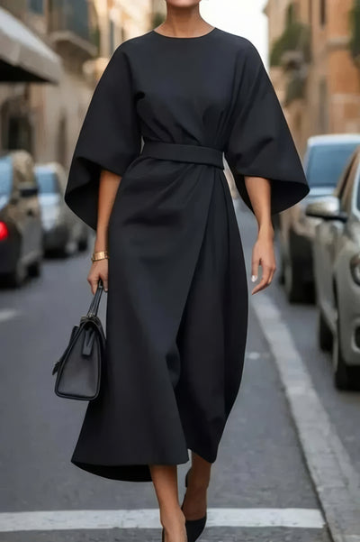 Margaret - Elegante Vestido Con Mangas Farol y Cinturón