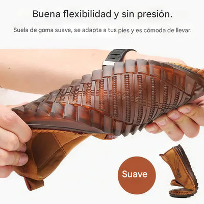 Zapatos de cuero antideslizantes y transpirables para hombres.