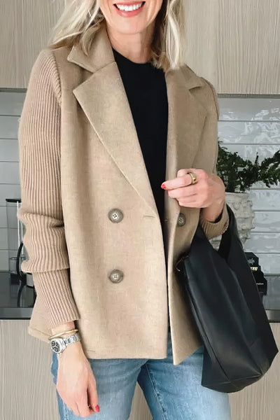 Abrigo Casual de Punto con Botones y Mangas Patchwork para Mujer - 💖 ESPECIAL DIA DE LAS MADRES 👩‍🦳