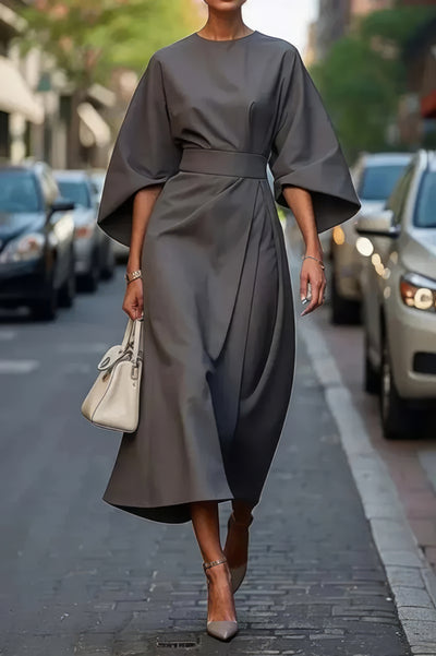 Margaret - Elegante Vestido Con Mangas Farol y Cinturón