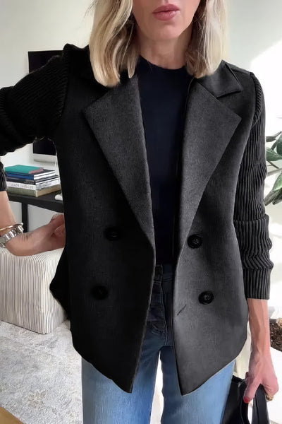 Abrigo Casual de Punto con Botones y Mangas Patchwork para Mujer - 💖 ESPECIAL DIA DE LAS MADRES 👩‍🦳