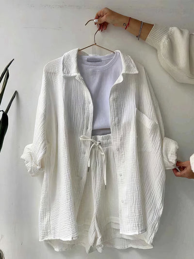 Conjunto de camisa y pantalón corto para mujer