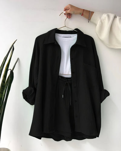 Conjunto de camisa y pantalón corto para mujer