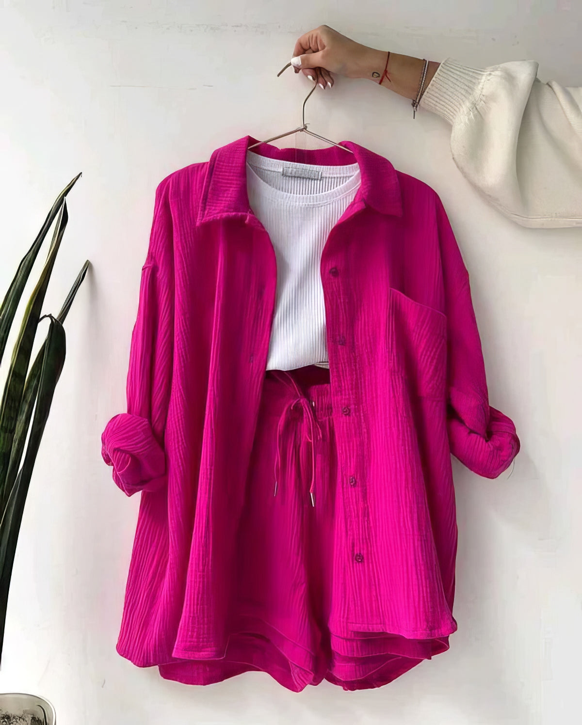 Conjunto de camisa y pantalón corto para mujer